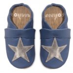 Krabbelschuhe blau mit Silber Stern