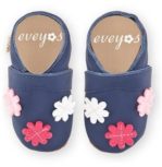 Krabbelschuhe blau mit Blumen