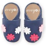 Krabbelschuhe blau mit Blumen