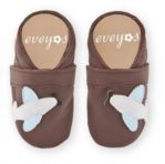 Krabbelschuhe braun mit Flugzeug