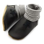 Krabbelschuhe mit Bündchen Stern Schwarz