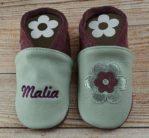 Krabbelschuhe mint mit Blume
