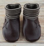 Krabbelschuhe Strickbündchen Braun