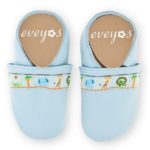Krabbelschuhe hellblau mit Zootieren
