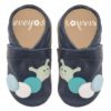 Eveyos Krabbelschuhe, Lederpuschen, Sneaker, Babyschuhe, Lederstrumpf, Moccasins, Mokassin Krabbelschuhe in blau mit Raupe