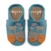 Eveyos Krabbelschuhe, Lederpuschen, Sneaker, Babyschuhe, Lederstrumpf, Moccasins, Mokassin Krabbelschuhe Türkis mit Lokomotive in grau