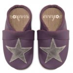 Krabbelschuhe Silber/lila Stern