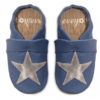 Eveyos Krabbelschuhe, Lederpuschen, Sneaker, Babyschuhe, Lederstrumpf, Moccasins, Mokassin Krabbelschuhe blau mit Silber Stern