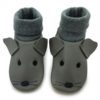Eveyos Krabbelschuhe, Lederpuschen, Sneaker, Babyschuhe, Lederstrumpf, Moccasins, Mokassin Krabbelschuhe mit Bündchen Maus grau