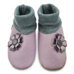 Krabbelschuhe mit Bündchen Flieder Blume