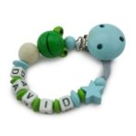 Schnullerkette Frosch hellblau