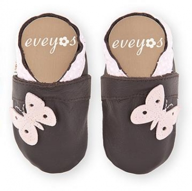 Krabbelschuhe braun mit Schmetterling