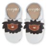 Eveyos Krabbelschuhe, Lederpuschen, Sneaker, Babyschuhe, Lederstrumpf, Moccasins, Mokassin Krabbelschuhe weiß mit Löwe