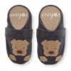 Eveyos Krabbelschuhe, Lederpuschen, Sneaker, Babyschuhe, Lederstrumpf, Moccasins, Mokassin Krabbelschuhe braun mit Hund