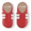 Eveyos Krabbelschuhe, Lederpuschen, Sneaker, Babyschuhe, Lederstrumpf, Moccasins, Mokassin Krabbelschuhe Sport rot