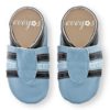 Eveyos Krabbelschuhe, Lederpuschen, Sneaker, Babyschuhe, Lederstrumpf, Moccasins, Mokassin Krabbelschuhe Sport hellblau braun