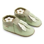 Krabbelschuhe mit Federn mint