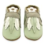 Krabbelschuhe Moccasins mint mit Federn