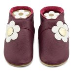 Krabbelschuhe Lila Blume seitl weiß