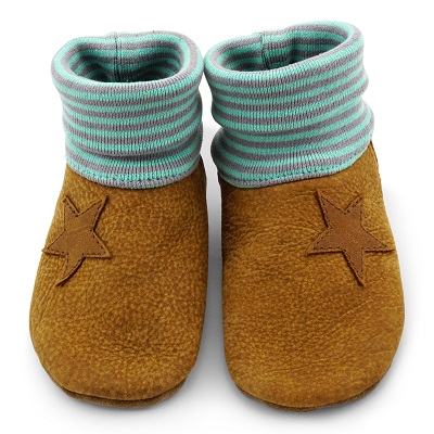 Krabbelschuhe mit Bündchen Nubukleder