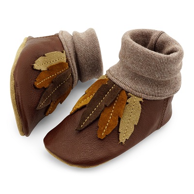 Krabbelschuhe braun mit Bündchen