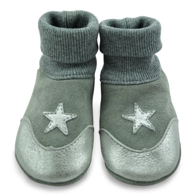 Krabbelschuhe mit Bündchen Wildleder grau