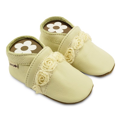 Krabbelschuhe Creme Rosen