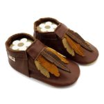 Babymoccasins Braun mit Federn