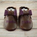 Krabbelschuhe braun mit Schleife