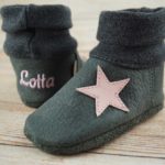 Krabbelschuhe mit Bündchen Nubukleder