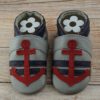 Eveyos Krabbelschuhe, Lederpuschen, Sneaker, Babyschuhe, Lederstrumpf, Moccasins, Mokassin Krabbelschuhe Anker rot