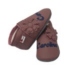 Geschenk zur Geburt Blümchen Mauve mit Namen Mädchen